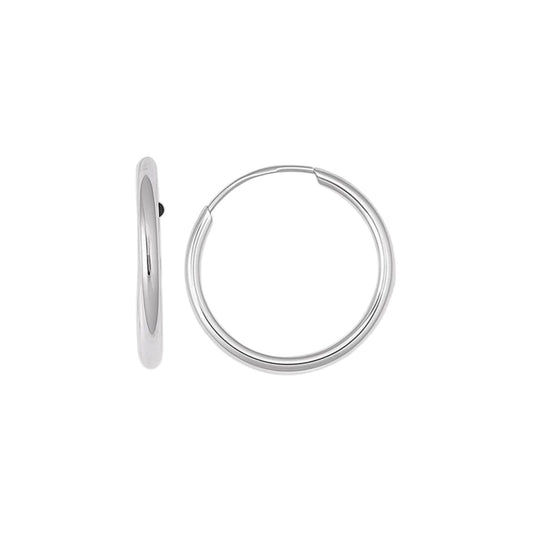 14K White Gold Endless Hoop Earrings