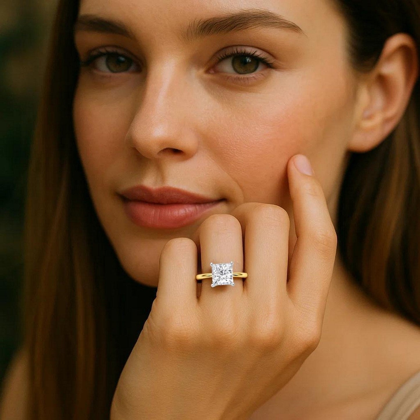 5 Carat Princess Lab Grown IGI G/VS1 Diamond Solitaire Ring in 10K Yellow Gold