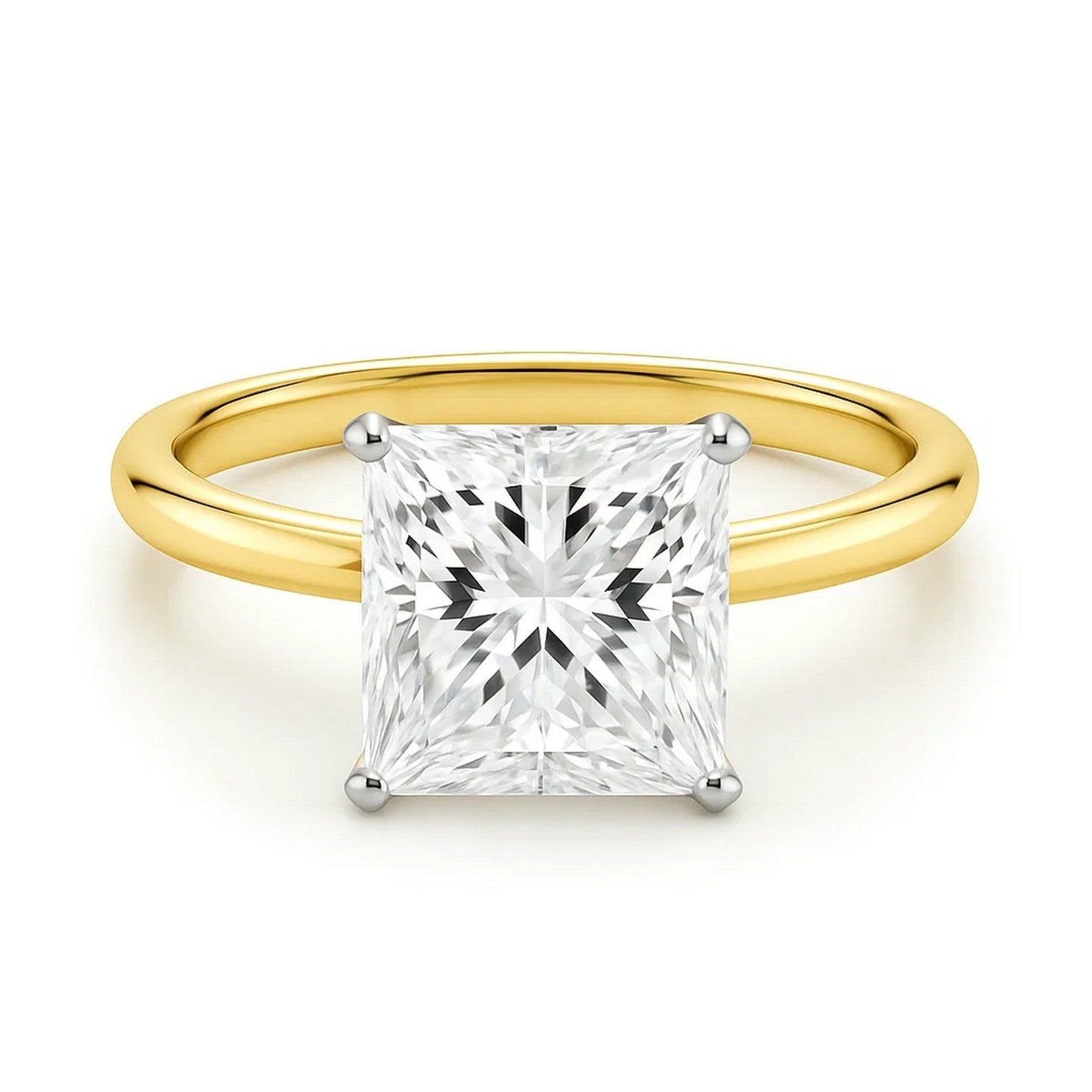 5 Carat Princess Lab Grown IGI G/VS1 Diamond Solitaire Ring in 10K Yellow Gold